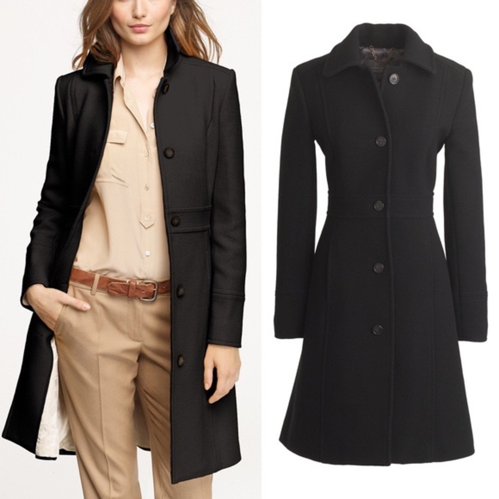 J crew lady day coat with thinsulate size 0 Black